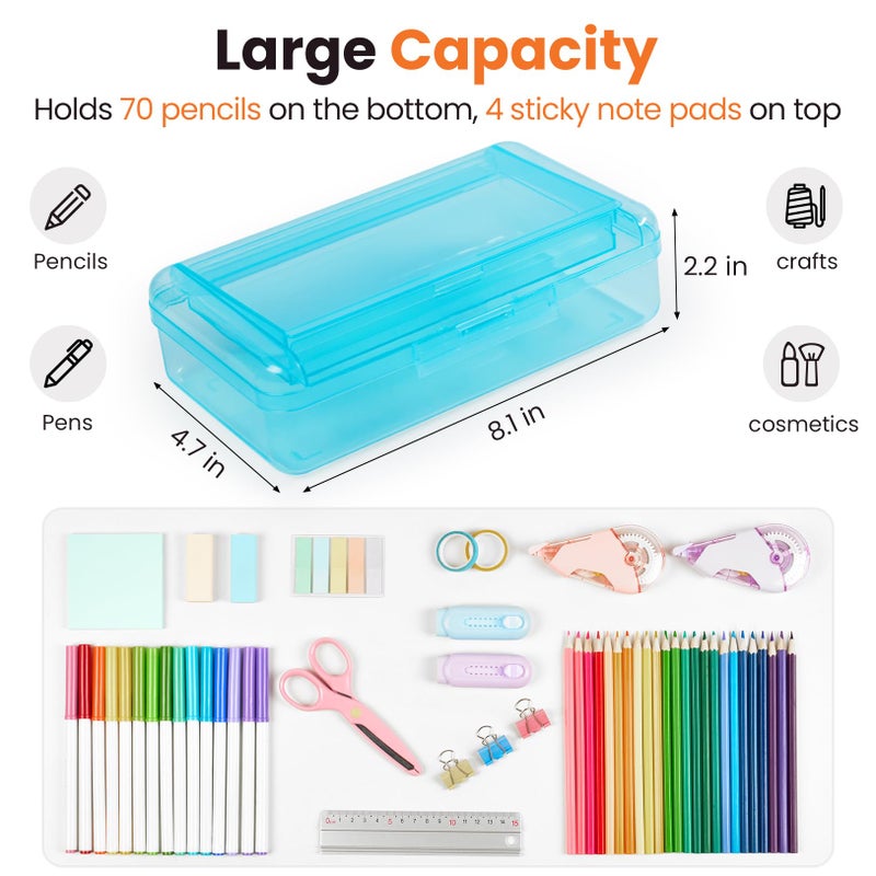 سويز صندوق أقلام رصاص مزدوج الطبقات من Sooez، منظم كبير لحافظة الأقلام الصلبة، صندوق أقلام تلوين بلاستيكي شفاف للفتيات والفتيان، منظم أقلام التحديد الملونة، حاويات/صناديق بلاستيكية صغيرة مع أغطية، تخزين مستلزمات فنية - Image 5